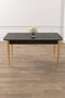 Hanah Home Mesa de Comedor Rewa - Mármol Negro y Dorado